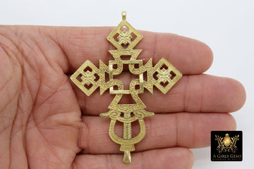 Brass Ethiopian Coptic Cross Jewelry Pendant African Cross Gold Charm Pendants Religious Jewelry Making Supplies - A Girls Gems